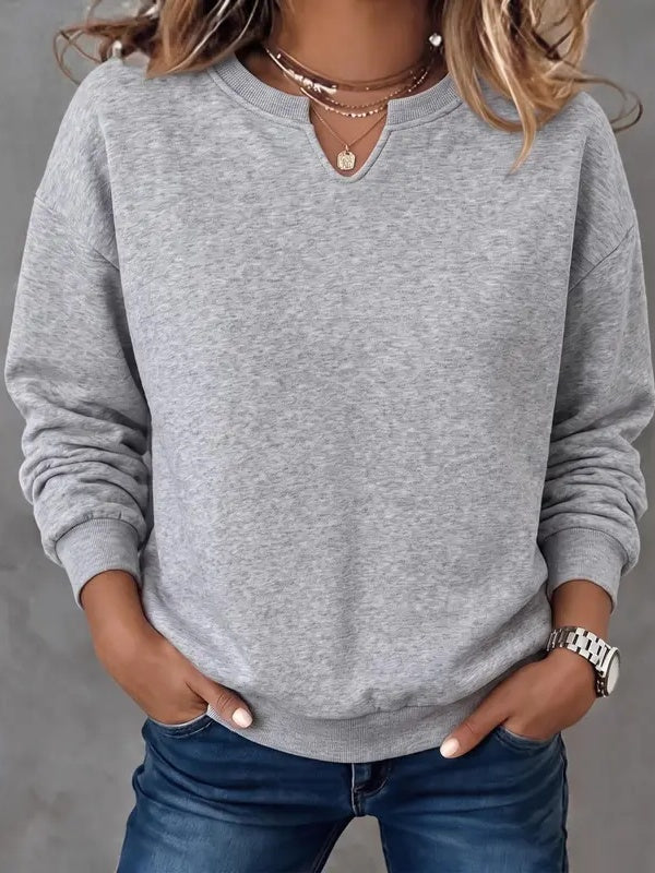 Casual Versatile Solid V Neck Sweatshirt