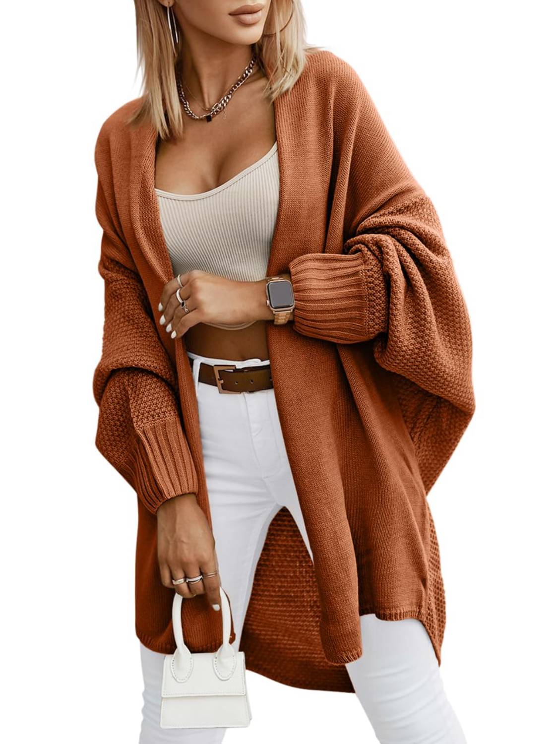 Women Oversized Long Open Front Cardigan Sweaters