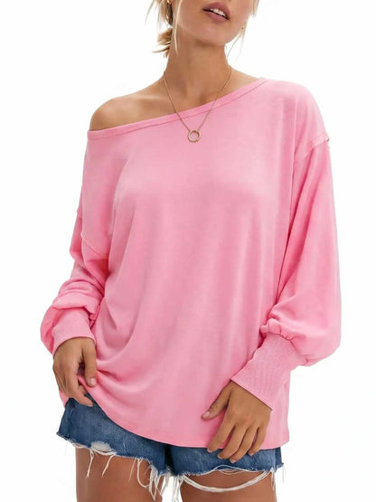 Women's Oversized Batwing Off Shoulder Tunic Tops