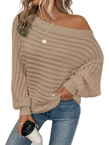 Limited time sale🔥Women's Bat Sleeve Off-shoulder Sweater Casual Knit Top