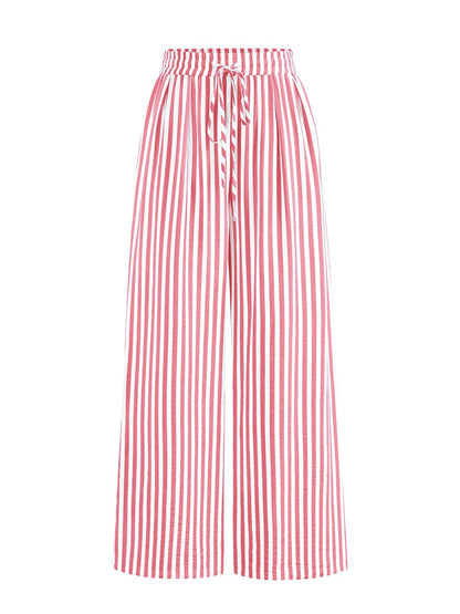 ✨Womens Stripe Lightweight Elastic Waist Lounge Wide Leg Pants