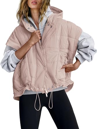 Women Oversized Hooded Quilted Puffer Vest
