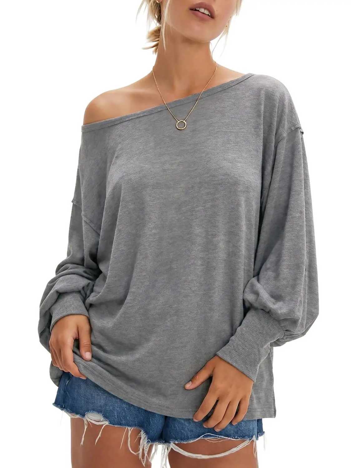 Women's Oversized Batwing Off Shoulder Tunic Tops