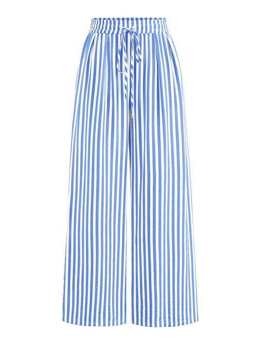 ✨Womens Stripe Lightweight Elastic Waist Lounge Wide Leg Pants