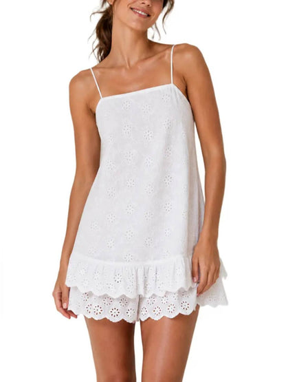 Women's Spaghetti Strap Fitted Bohemian Cotton Blend Overalls
