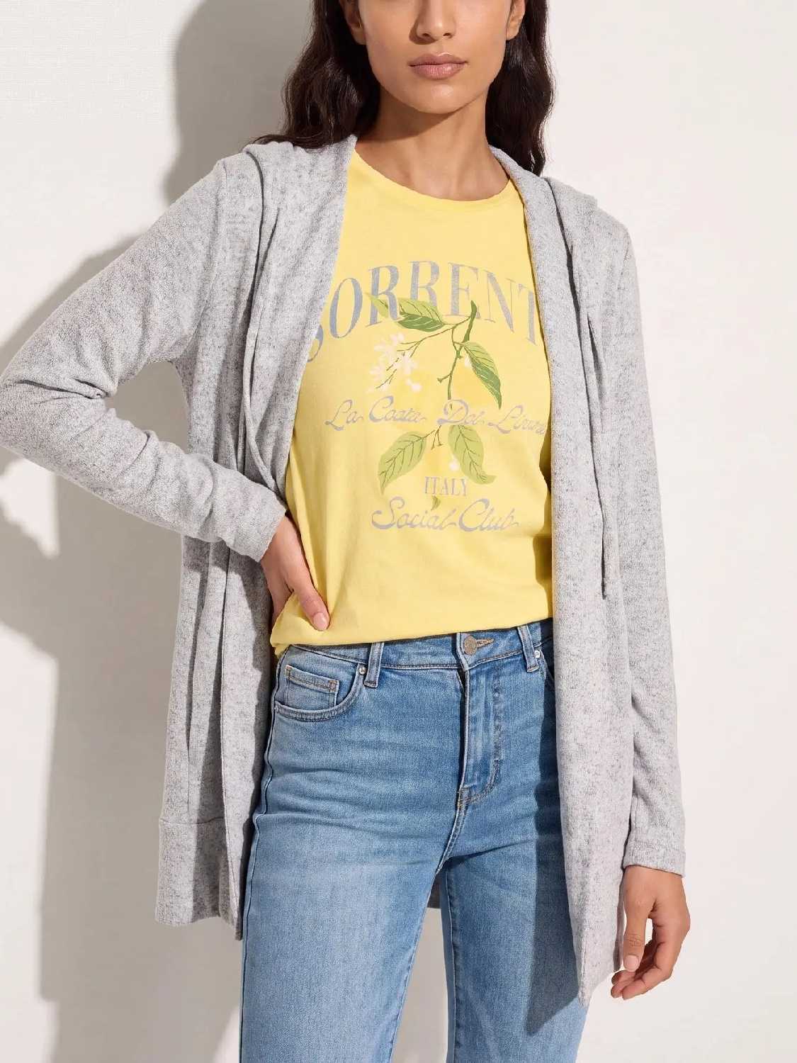 The Fall Long Sleeve Hooded Open Front Knit Cardigan