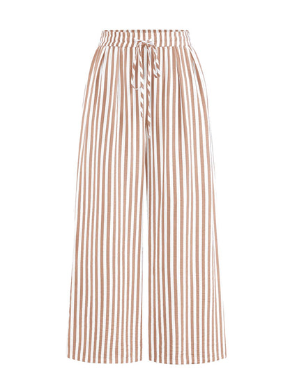 ✨Womens Stripe Lightweight Elastic Waist Lounge Wide Leg Pants