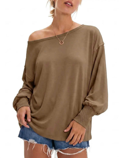 Women's Oversized Batwing Off Shoulder Tunic Tops
