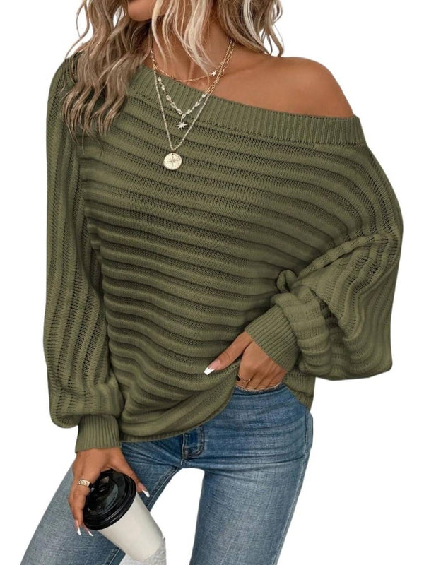 Limited time sale🔥Women's Bat Sleeve Off-shoulder Sweater Casual Knit Top