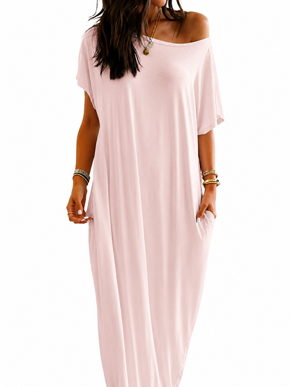 Women Batwing Sleeve Pocket Maxi Casual Loose Long Dress All Season Daily Outfit
