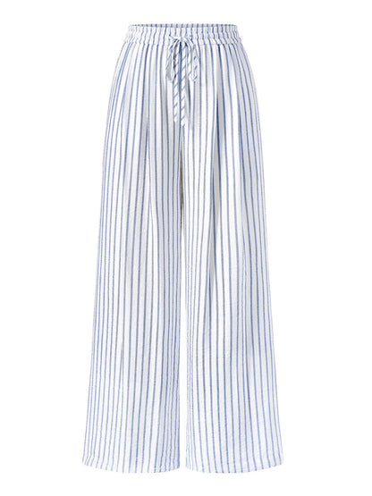 ✨Womens Stripe Lightweight Elastic Waist Lounge Wide Leg Pants