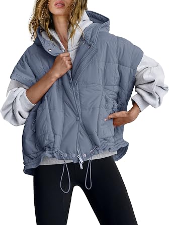 Women Oversized Hooded Quilted Puffer Vest