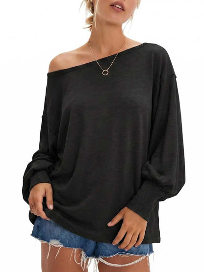Women's Oversized Batwing Off Shoulder Tunic Tops