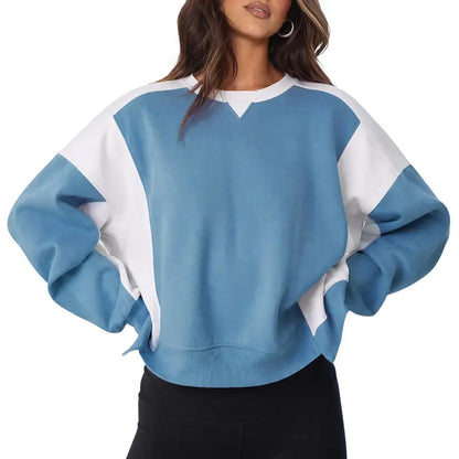 Women Contrast Patchwork Oversized Sweatshirt