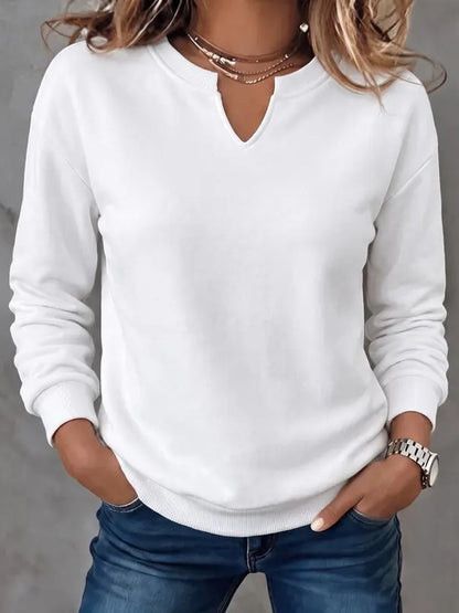 Casual Versatile Solid V Neck Sweatshirt