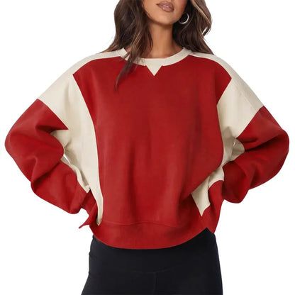Women Contrast Patchwork Oversized Sweatshirt