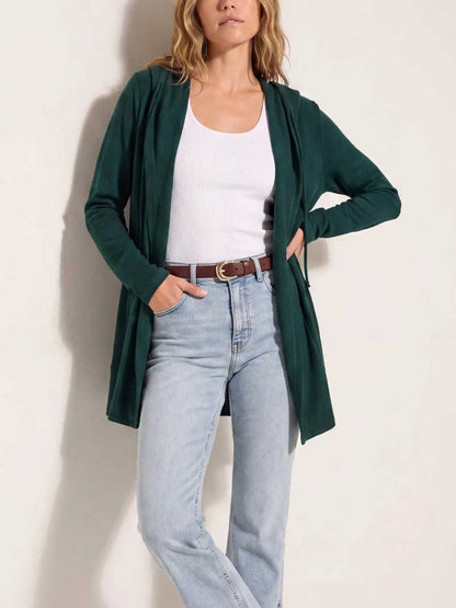 The Fall Long Sleeve Hooded Open Front Knit Cardigan