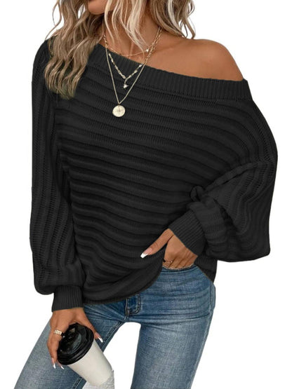 Limited time sale🔥Women's Bat Sleeve Off-shoulder Sweater Casual Knit Top