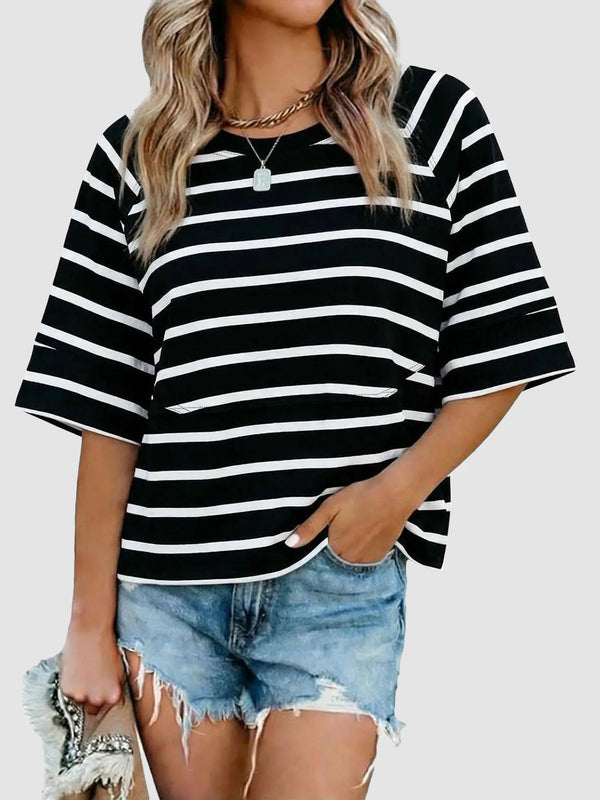 Women's Casual Batwing Half Sleeve Crewneck Tee