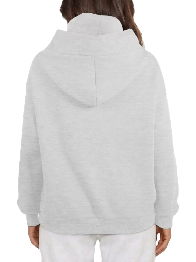 Women Cross Wrap Turtleneck Hoodie With Pocket