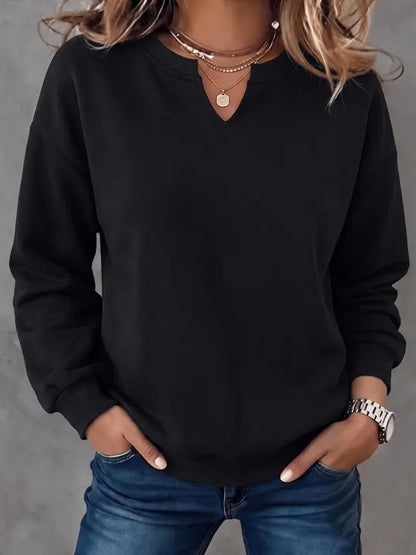 Casual Versatile Solid V Neck Sweatshirt