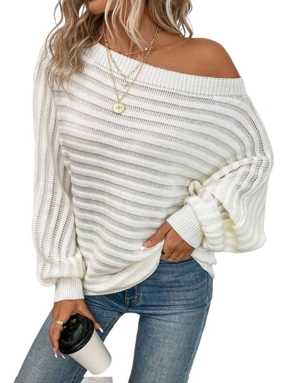 Limited time sale🔥Women's Bat Sleeve Off-shoulder Sweater Casual Knit Top