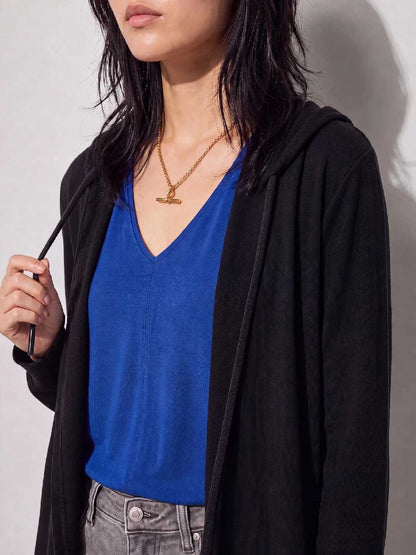 The Fall Long Sleeve Hooded Open Front Knit Cardigan