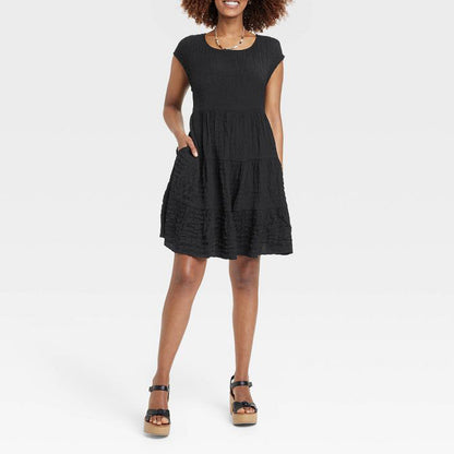 Women's Short Sleeve A-Line Dress