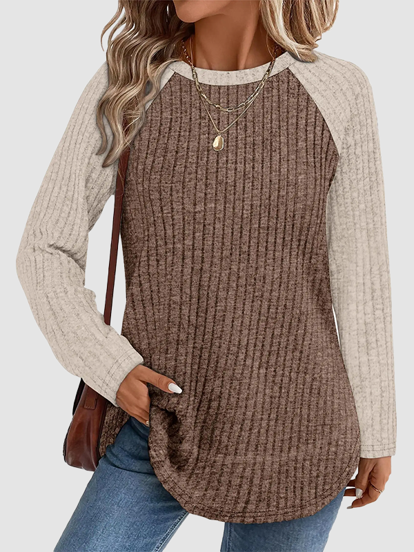 Fall Casual Long Sleeve Tunic Tops For Women Side Slit Loose Fit Shirts
