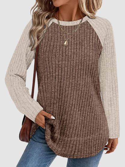 Fall Casual Long Sleeve Tunic Tops For Women Side Slit Loose Fit Shirts