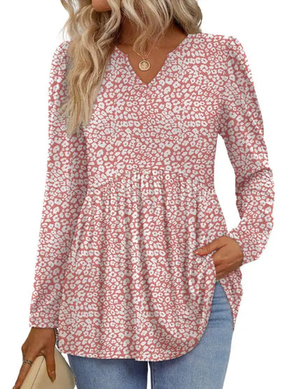 Women V Neck Babydoll Peplum Tunic Blouse