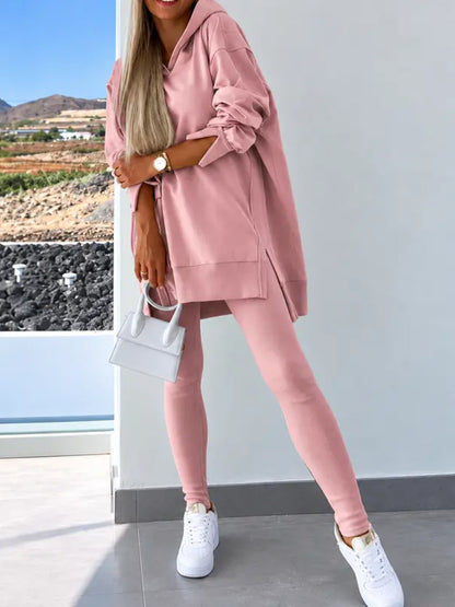 Women's 2 Piece Oversized Hooded Tunic Lounge Set