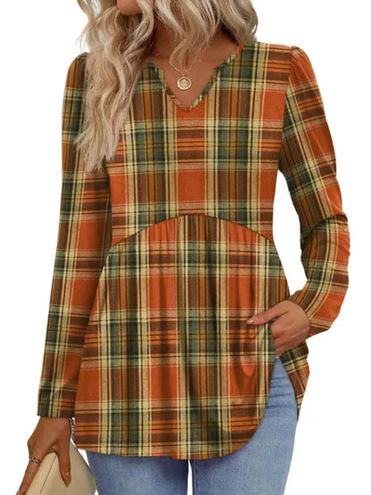 Women V Neck Babydoll Peplum Tunic Blouse