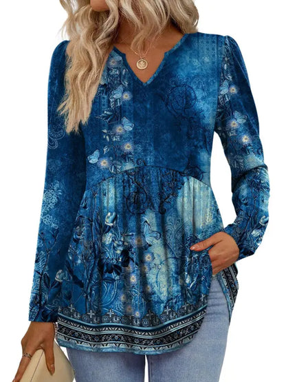 Women V Neck Babydoll Peplum Tunic Blouse