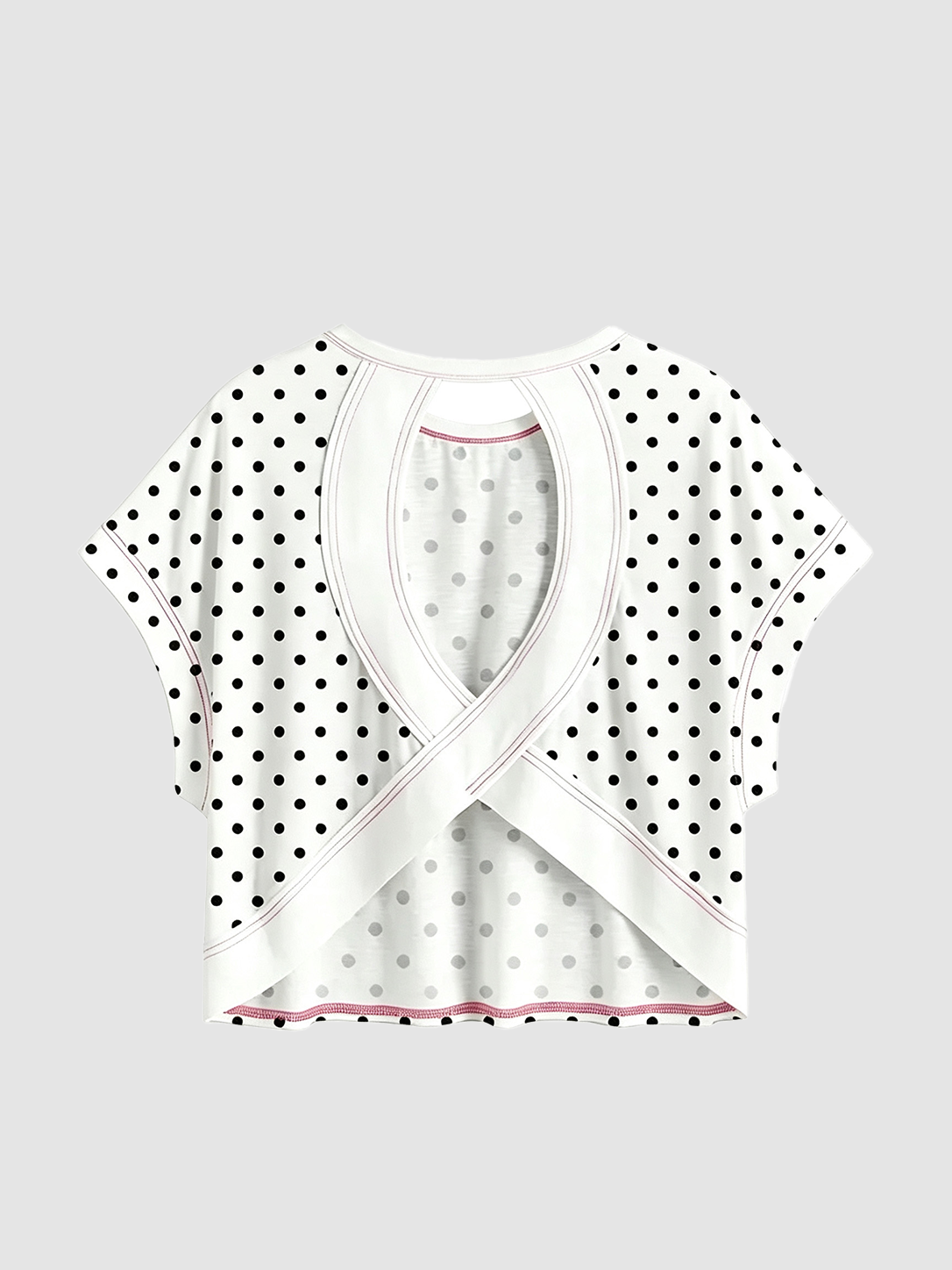 Polka Dot & Striped Cross Back Cutout Cropped Tee