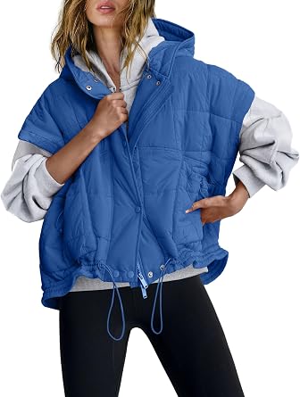 Women Oversized Hooded Quilted Puffer Vest