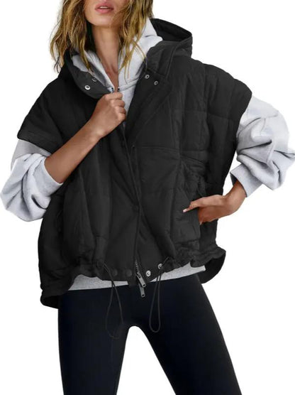 Women Oversized Hooded Quilted Puffer Vest