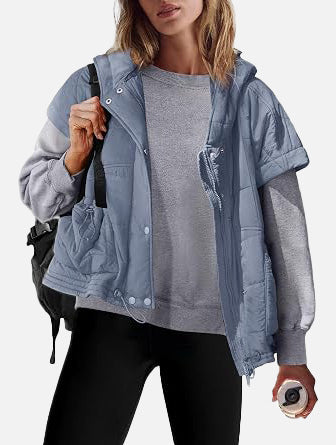 Women Oversized Hooded Quilted Puffer Vest