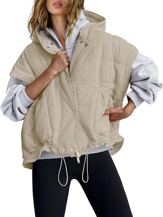 Women Oversized Hooded Quilted Puffer Vest