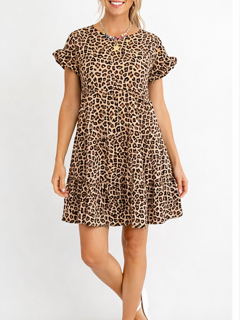 Women's Spring & Summer Leopard Print Ruffle Dress