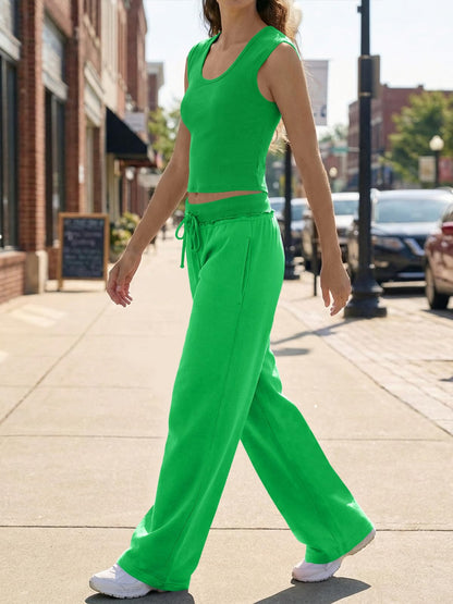 Womens 2 Piece Lounge Sets Tank Tops Wide Leg Pants Matching Sets