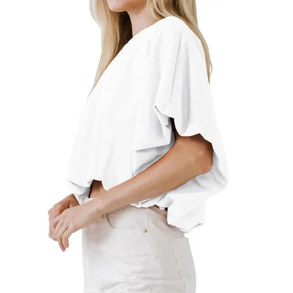 Women's Summer Crewneck Crop Tops Short Sleeve Casual Loose Cropped T Shirts