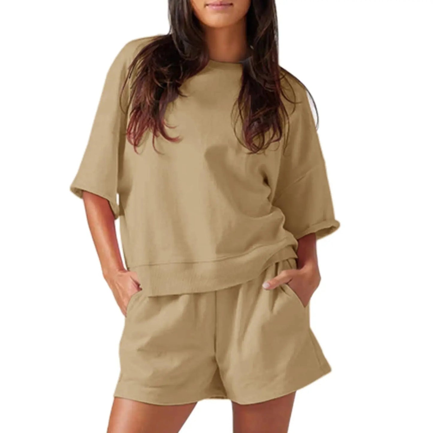 Womens 2 Piece Outfits Casual Oversized Cropped Sweatshirt