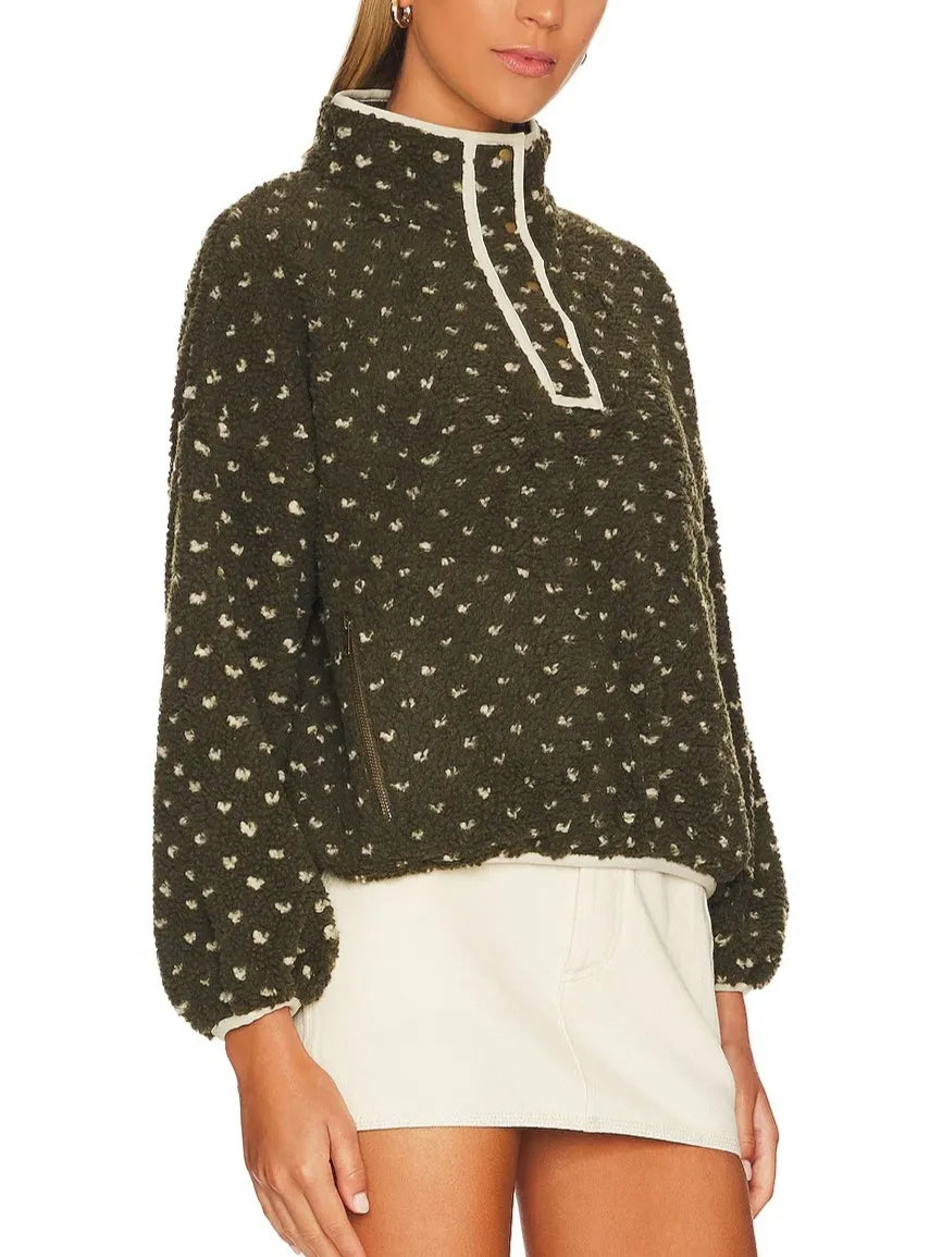 ✨Women's Button-down Turtleneck Heart Sherpa Pullover