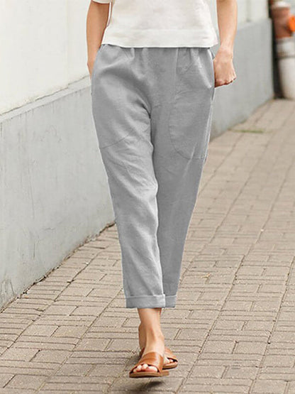 Linen-cotton Women's Large Size Loose Pants