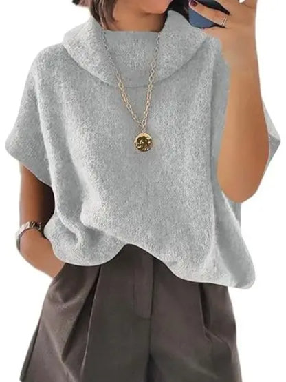 Hot Sale-Women's Turtleneck Cropped Bat Sleeve Knit Top
