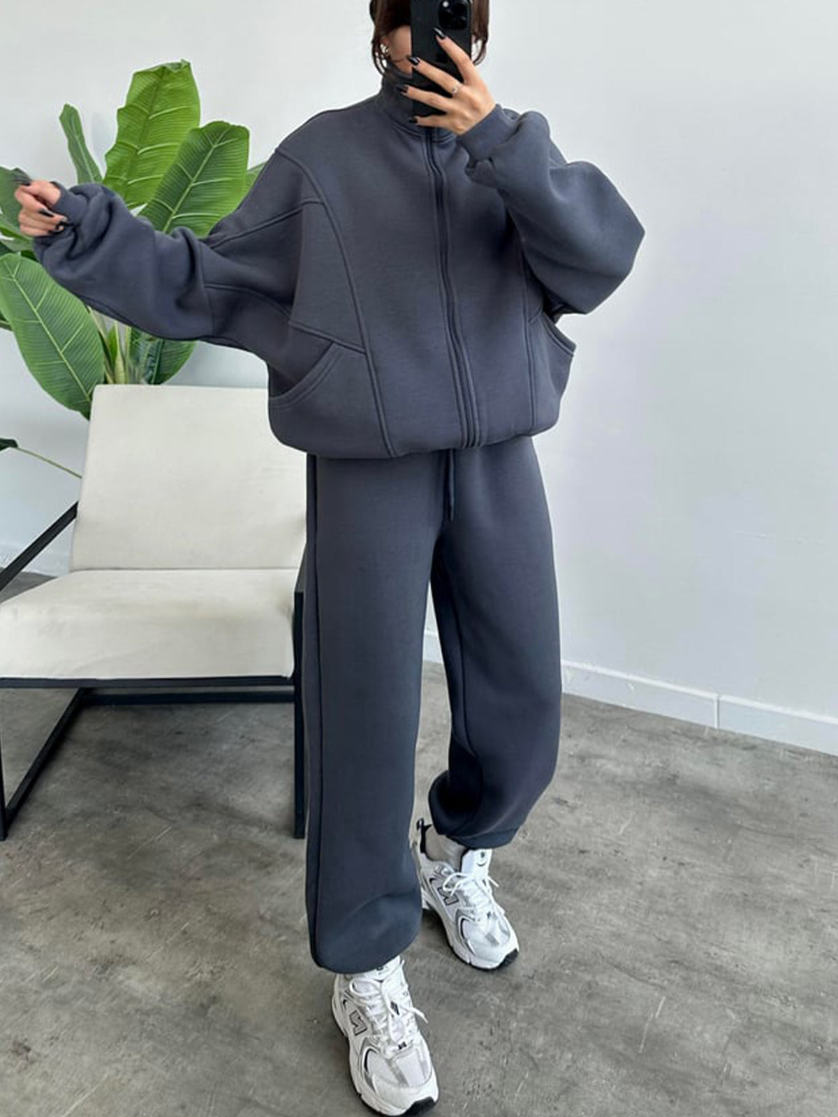 Women's 2 Piece Sets Zipper Outfits Casual Long Sleeve  Sweatsuits Sets