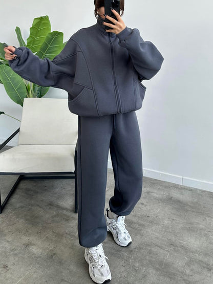 Women's 2 Piece Sets Zipper Outfits Casual Long Sleeve  Sweatsuits Sets