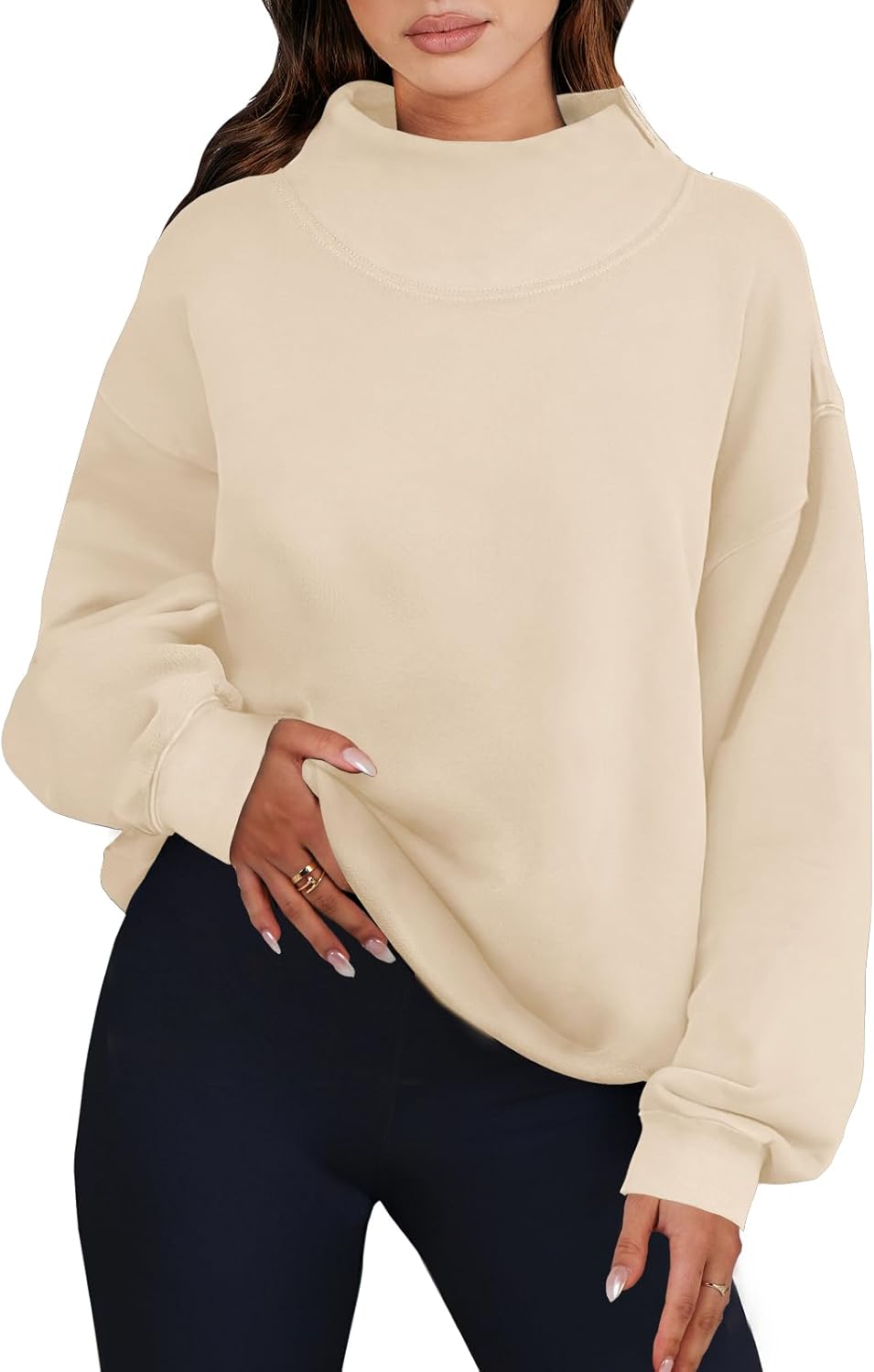 Womens Oversized Sweatshirts Turtleneck Pullover Long Sleeve Hoodies Tops