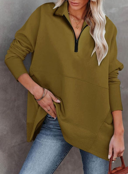 ✨Women's Zippered Casual Oversized Sweatshirt Kangaroo Pocket Top